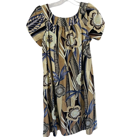 Hawaiian Dress Small Made Hawaii Brown Tan Cover Up Royal Creations MuuMuu - Picture 1 of 4